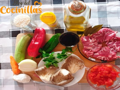 arroz con carrillera y setas ingredientes